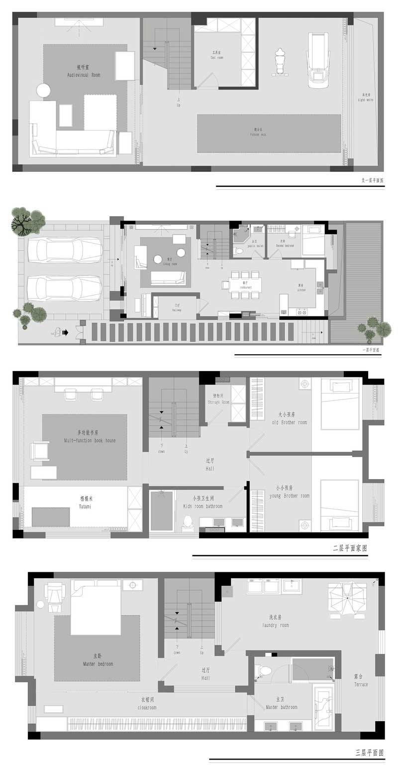 深圳南山簡約風(fēng)格120平方家庭住房裝修平面布置圖