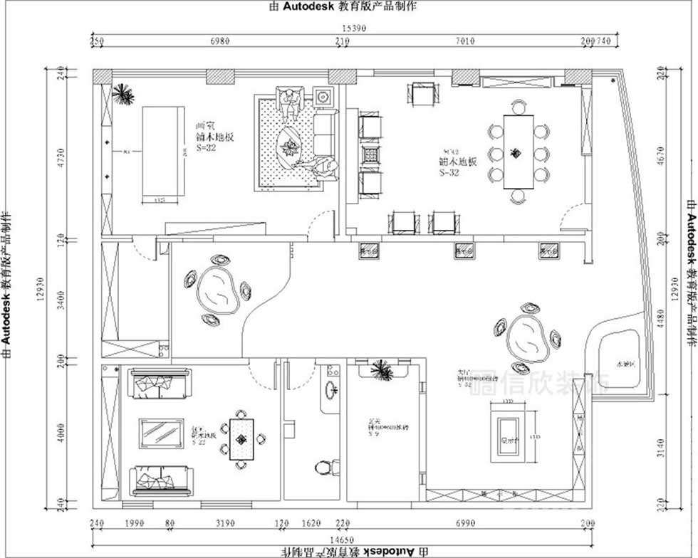 中式古玩字畫展廳裝修設(shè)計(jì)平面圖