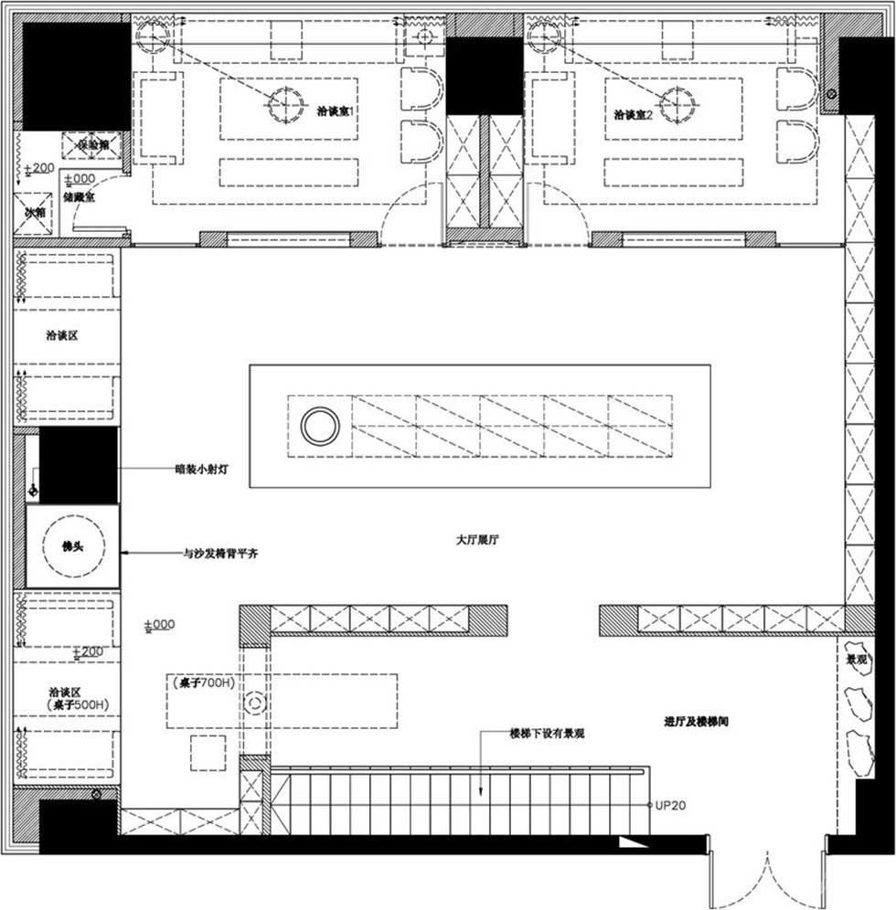 玉石工藝展廳裝修設計平面布置